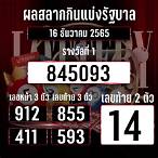 ผลหวยไทย16/12/65